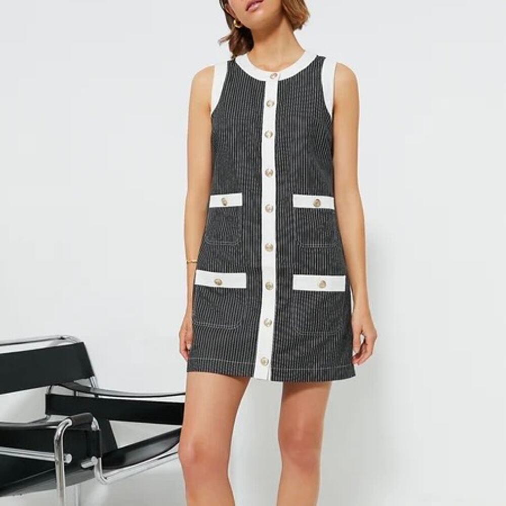 NWT Pomander Place Tuckernuck Voileta Dress Black White Stripe Classic Size M